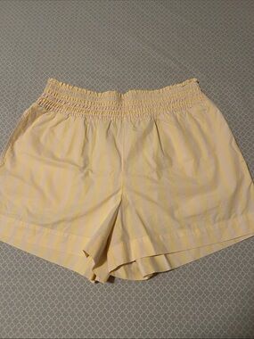 Yellow Striped High Waist Smocked Shorts